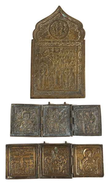19th C. RUSSIAN ORTHODOX BRASS ICONS