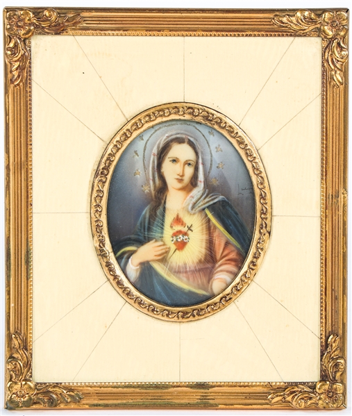 MINIATURE PAINTING OF IMMACULATE HEART OF MARY IMAGE