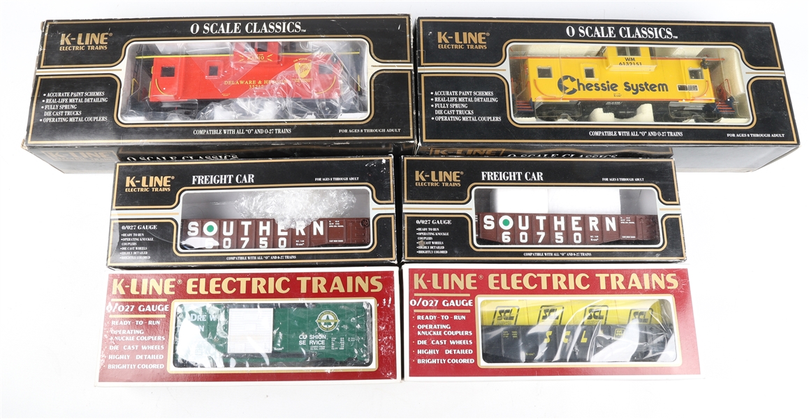 K-LINE O GAUGE MODEL TRAIN CARS - LOT OF 6
