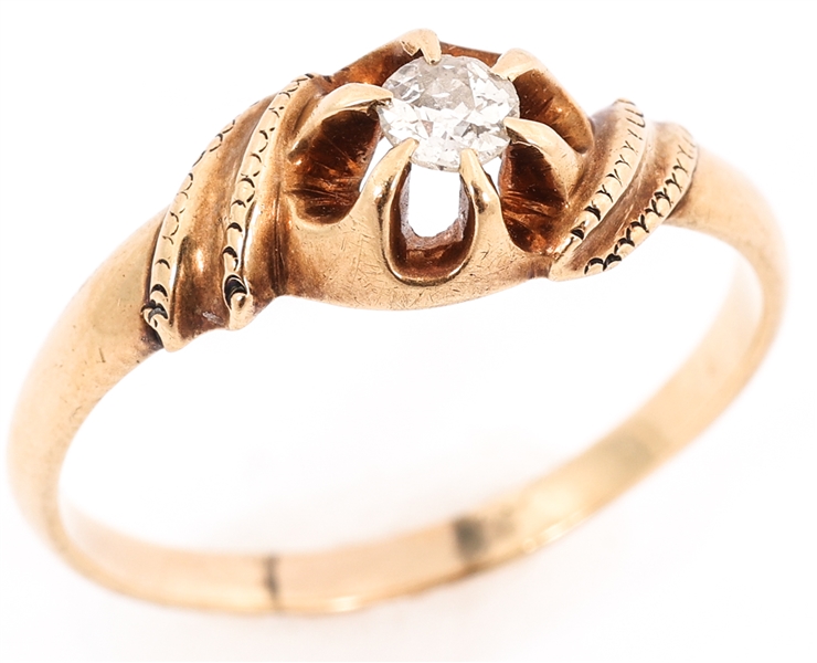 14K YELLOW GOLD 0.11 CT DIAMOND SOLITAIRE FASHION RING