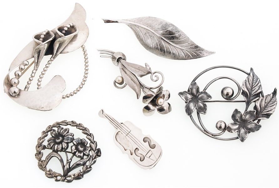 STERLING SILVER FASHION BROOCHES