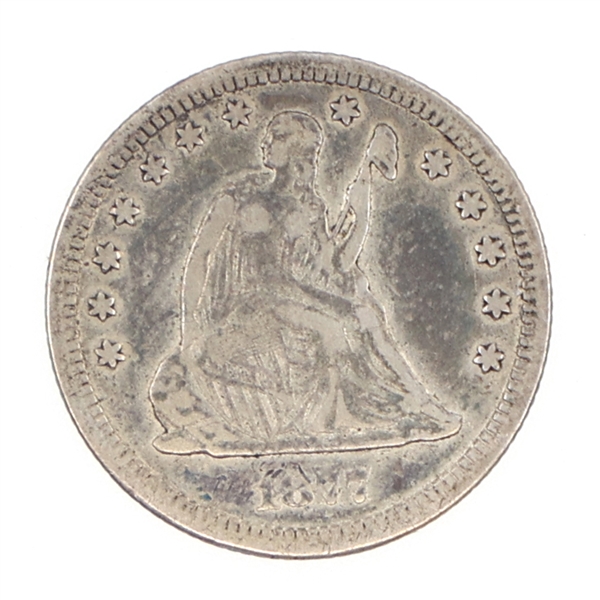 1877-CC CARSON CITY US SEATED LIBERTY 25C QUARTER COIN