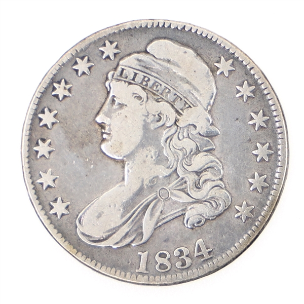 1834 LARGE DATE US SILVER CAPPED BUST HALF DOLLAR