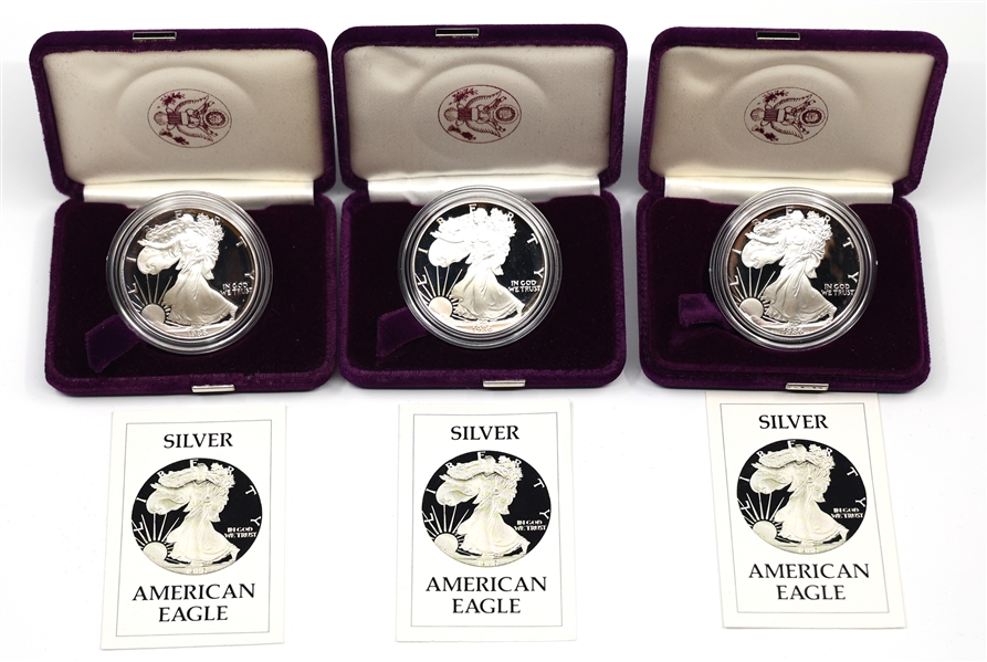 1986 AMERICAN EAGLE 1 OZ .999 FINE SILVER COINS 