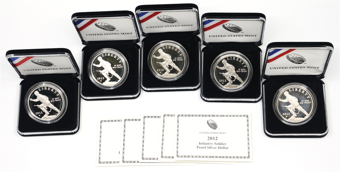 2012 US INFANTRY SOLDIER SILVER DOLLAR COINS
