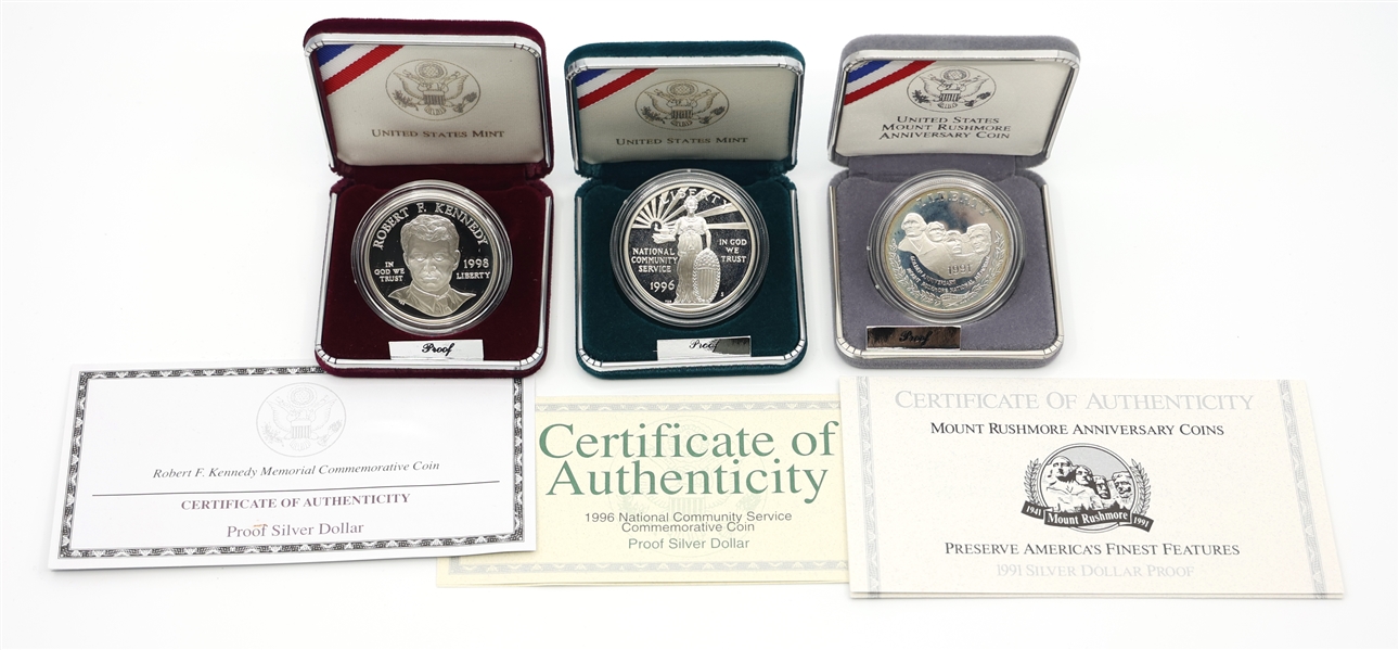 UNITED STATES COMMEMORATIVE PROOF SILVER DOLLAR COINS