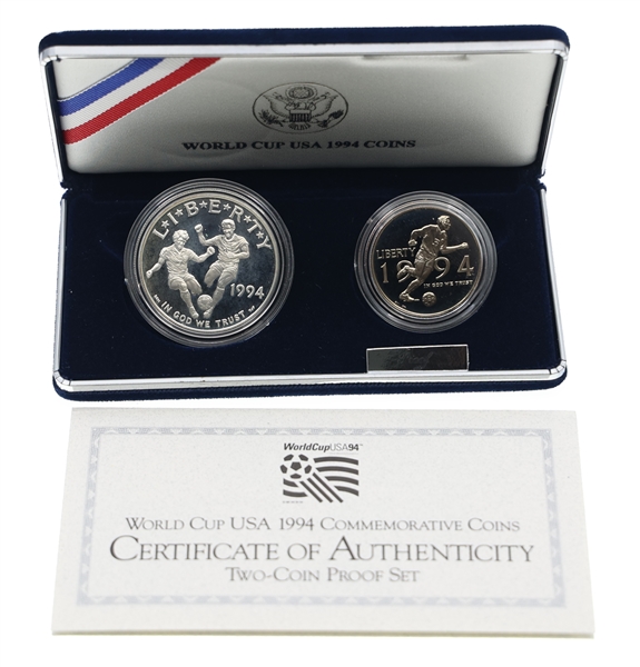 1994 WORLD CUP USA COMMEMORATIVE 2-COIN PROOF SET