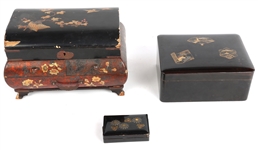 ASIAN LACQUERED WOOD BOXES - LOT OF 3