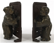 BRONZE BOOKENDS OF CHINESE CHILDREN 