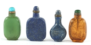 SODALITE AND GLASS SNUFF BOTTLES