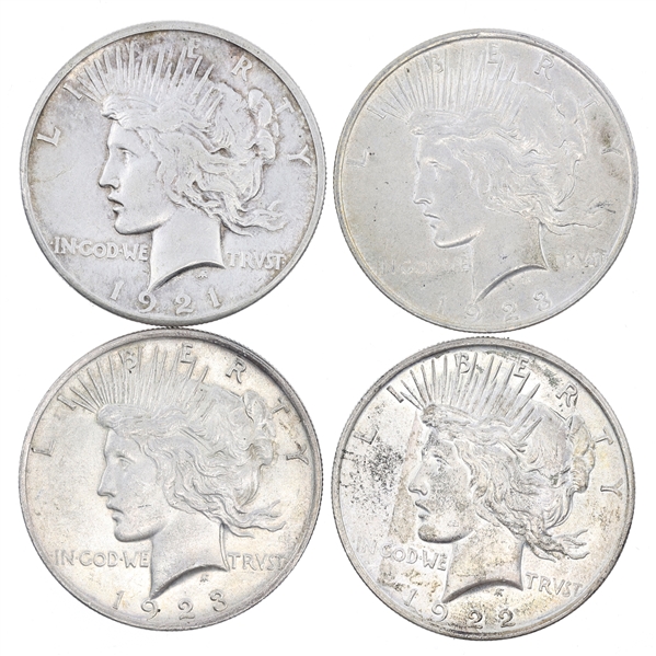 1921-1923 US SILVER PEACE DOLLAR COINS