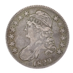 1829 US SILVER CAPPED BUST HALF DOLLAR COIN