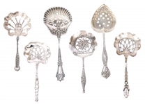 STERLING SILVER SMALL PIERCED SERVING SPOONS