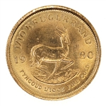 1980 SOUTH AFRICAN 1/10 OZ KRUGERRAND GOLD COIN