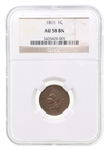 1876 US INDIAN HEAD 1C COIN NGC AU 58 BN