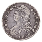 1818 US SILVER CAPPED BUST 50C HALF DOLLAR COIN