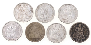 1891-P US SILVER SEATED LIBERTY 10C DIMES