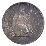 1862 US SILVER SEATED LIBERTY 5C HALF DIME COIN