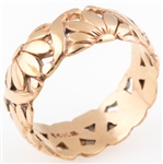 14K YELLOW GOLD FLORAL WIDE BAND RING