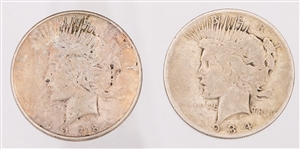 UNITED STATES SILVER PEACE DOLLARS - 1928S & 1934S