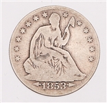 1853 O UNITED STATES SEATED LIBERTY SILVER HALF DOLLAR