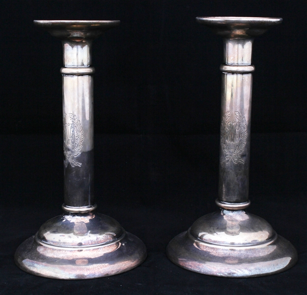 S KIRK & CO STERLING SILVER WEIGHTED CANDLESTICK PAIR