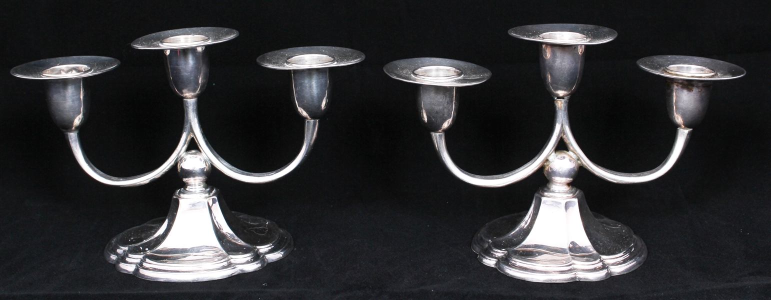 STERLING SILVER CANDELABRAS LOT OF TWO