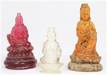 CHINESE GUANYIN FIGURINES - ROCK CRYSTAL & RESIN