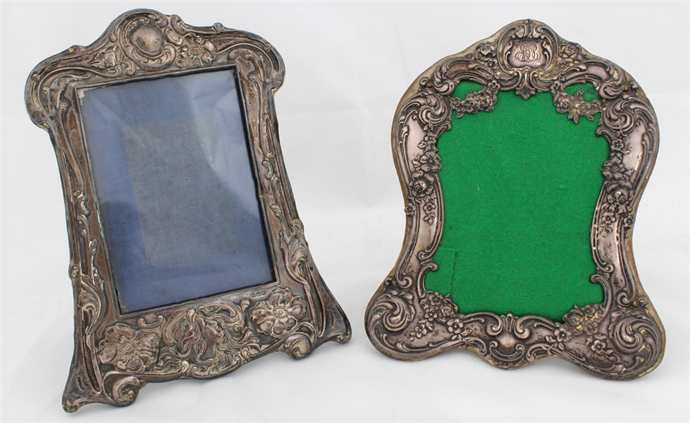 STERLING SILVER ART NOUVEAU PICTURE FRAMES LOT OF TWO