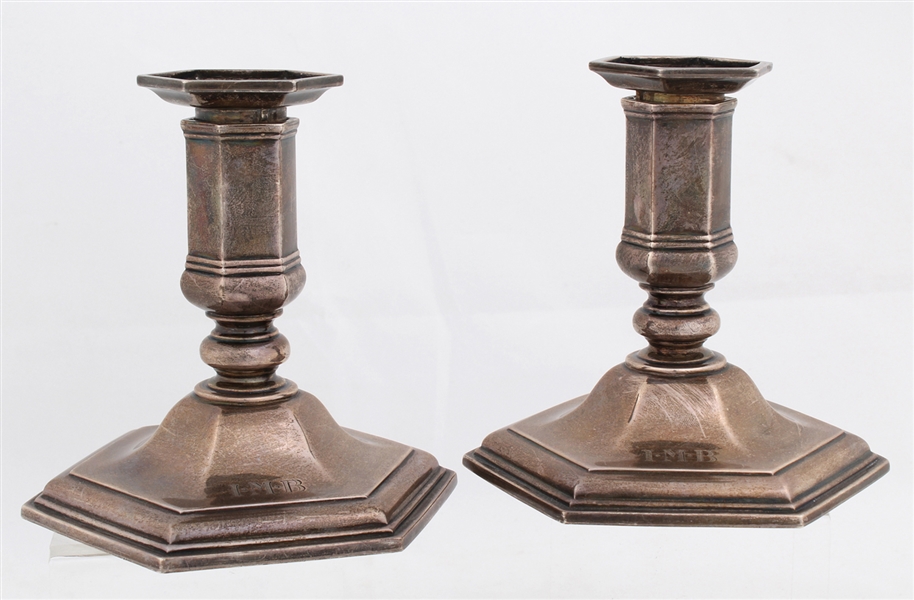 MONOGRAMMED TIFFANY AND CO STERLING SILVER CANDLESTICKS