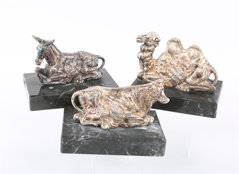 YAACOV HELLER STERLING SILVER NATIVITY ANIMAL STATUES - LOT OF 3