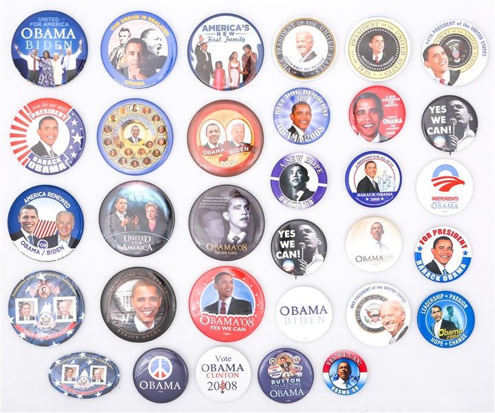 PRESIDENTIAL POLITICAL CAMPAIGN BUTTONS - OBAMA BIDEN