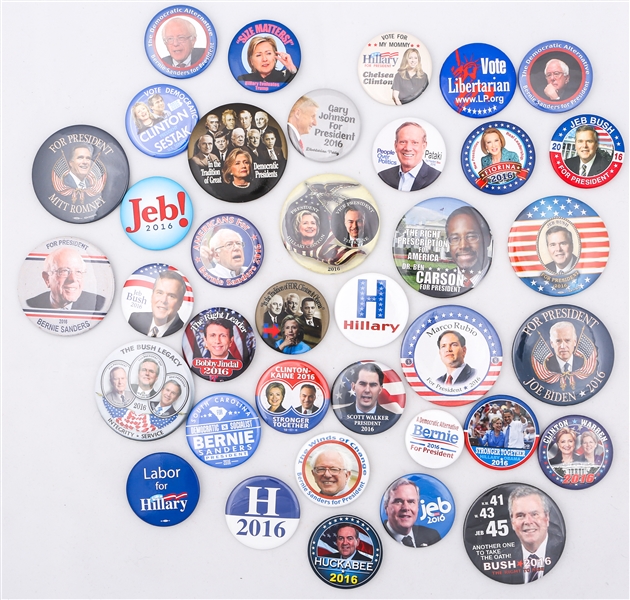 PRESIDENTIAL POLITICAL CAMPAIGN BUTTONS - 2016