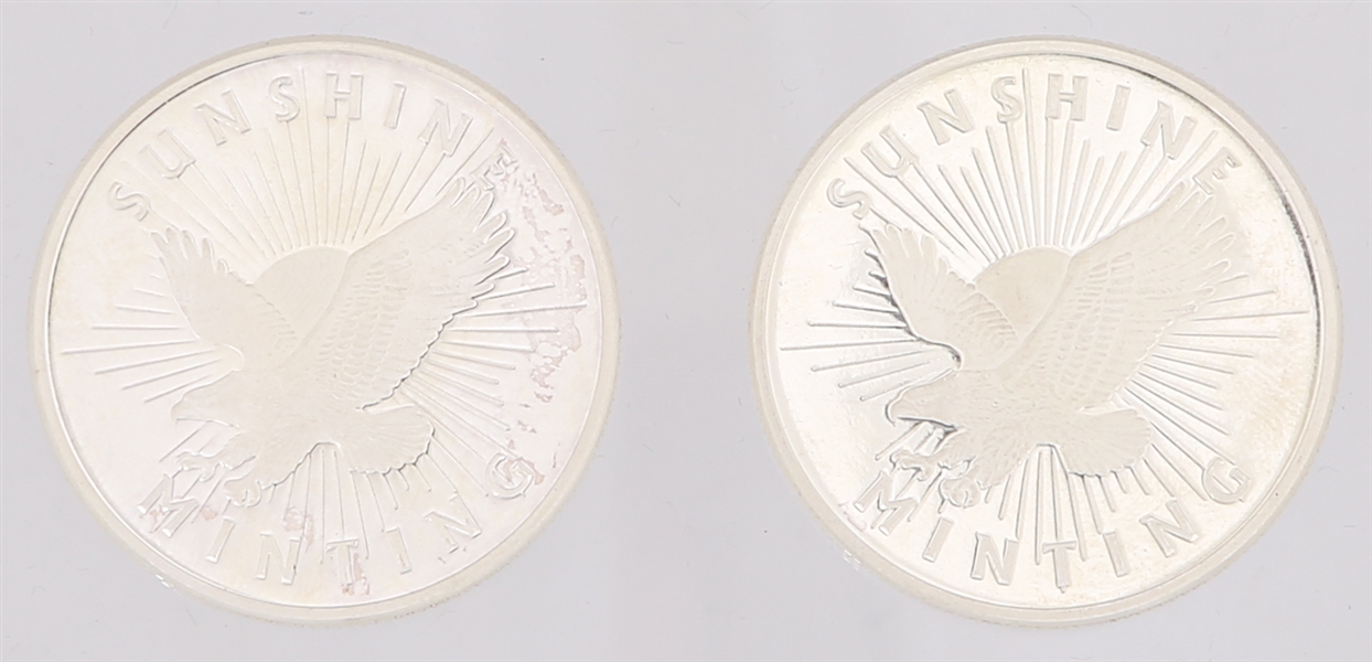 SUNSHINE MINTING EAGLE ONE OZ. SILVER ROUNDS - LOT OF 2