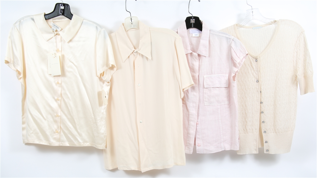 WOMENS LIGHT-COLORED, SHORT SLEEVED BLOUSES - LOT OF 4