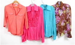 WOMENS COLORFUL DESIGNER BLOUSES - LOT OF 4