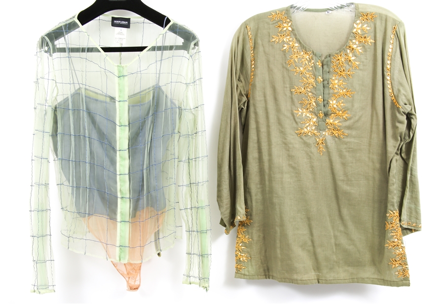 WOMENS GREEN-HUED BLOUSES - LOT OF 2