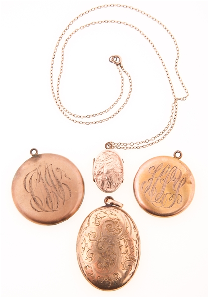 WOMENS GOLD FILLED LOCKETS - LOT OF 4