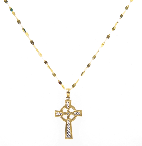 10K YELLOW GOLD CELTIC CROSS PENDANT WITH CHAIN