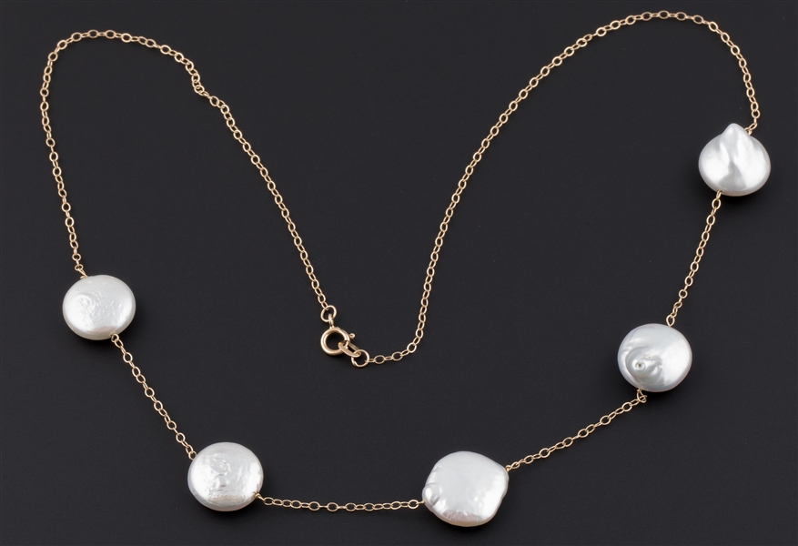 10K GOLD KESHI PEARL NECKLACE