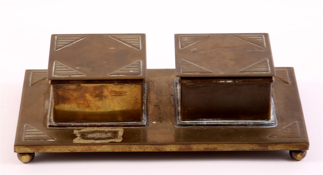 BRADLEY & HUBBARD MANUFACTURING CO BRASS DOUBLE INKWELL