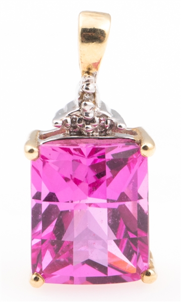 10K YELLOW GOLD PINK SAPPHIRE PENDANT