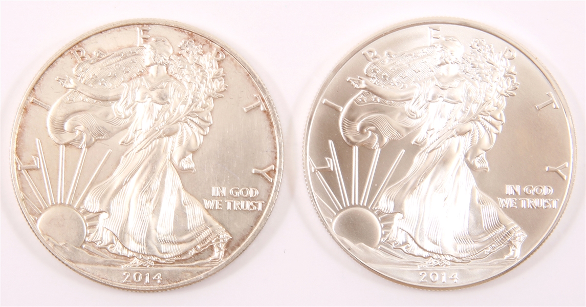 2014 US 1 OZ SILVER EAGLES - LOT OF 2