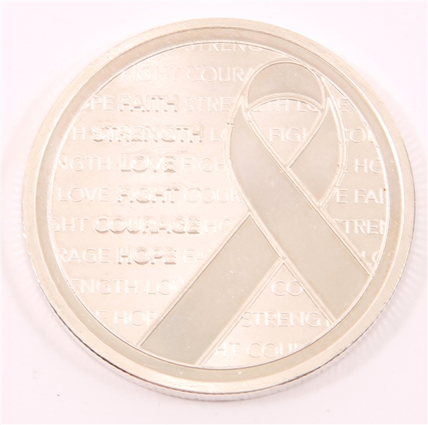 1 OZ .999 FINE SILVER COIN CANCER AWARENESS RIBBON ROUND