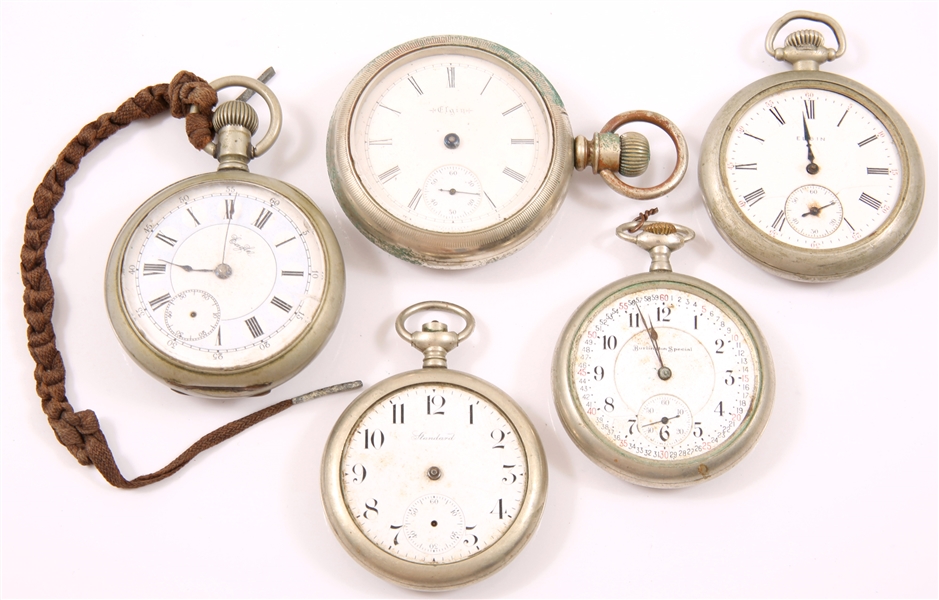 Lot Detail - MEN'S SILVER TONE POCKET WATCHES - LOT OF 5