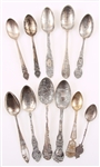 STERLING SILVER SOUVENIR SPOONS - LOT OF 11