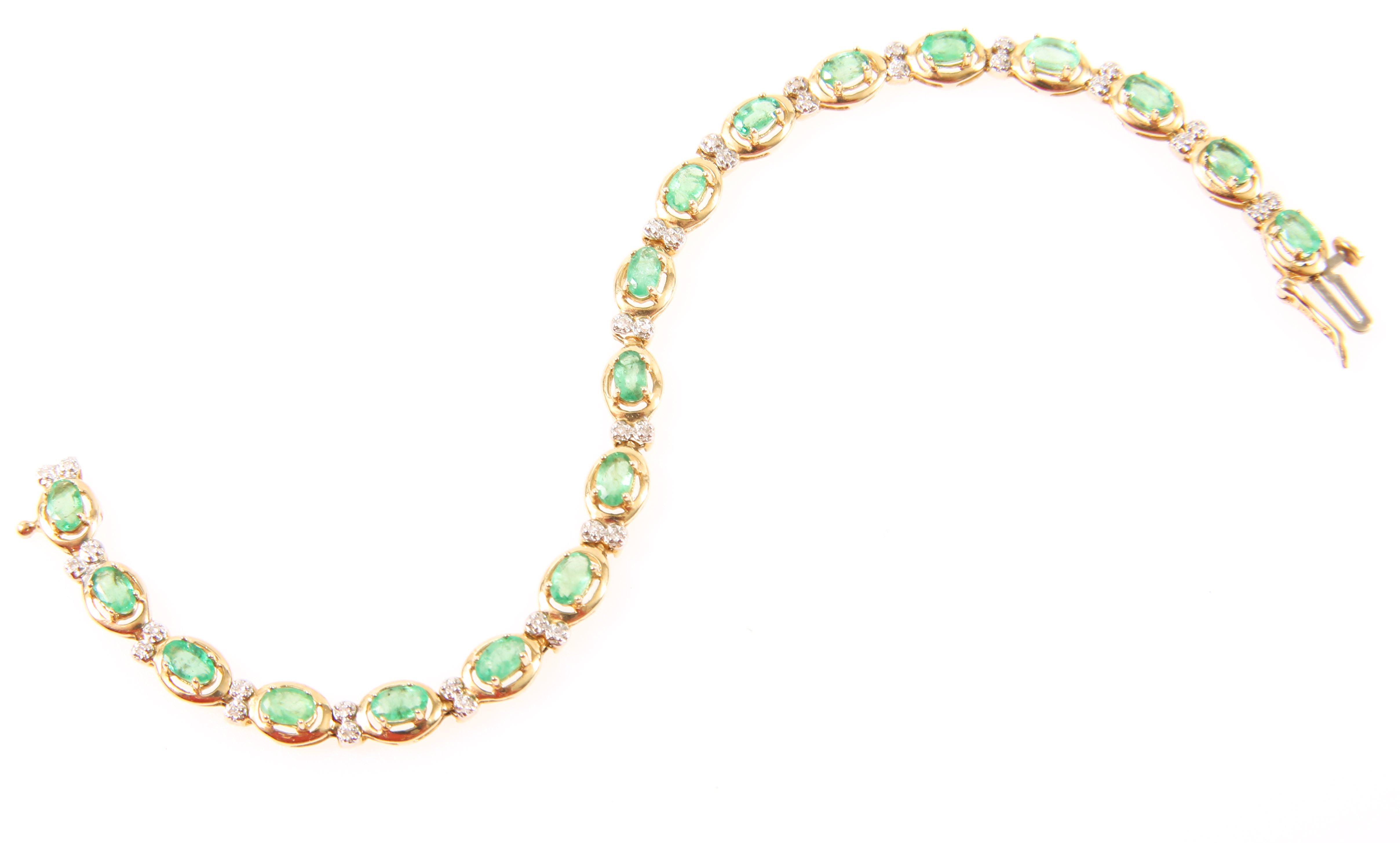 Lot Detail - 14K YELLOW GOLD EMERALD DIAMOND BRACELET