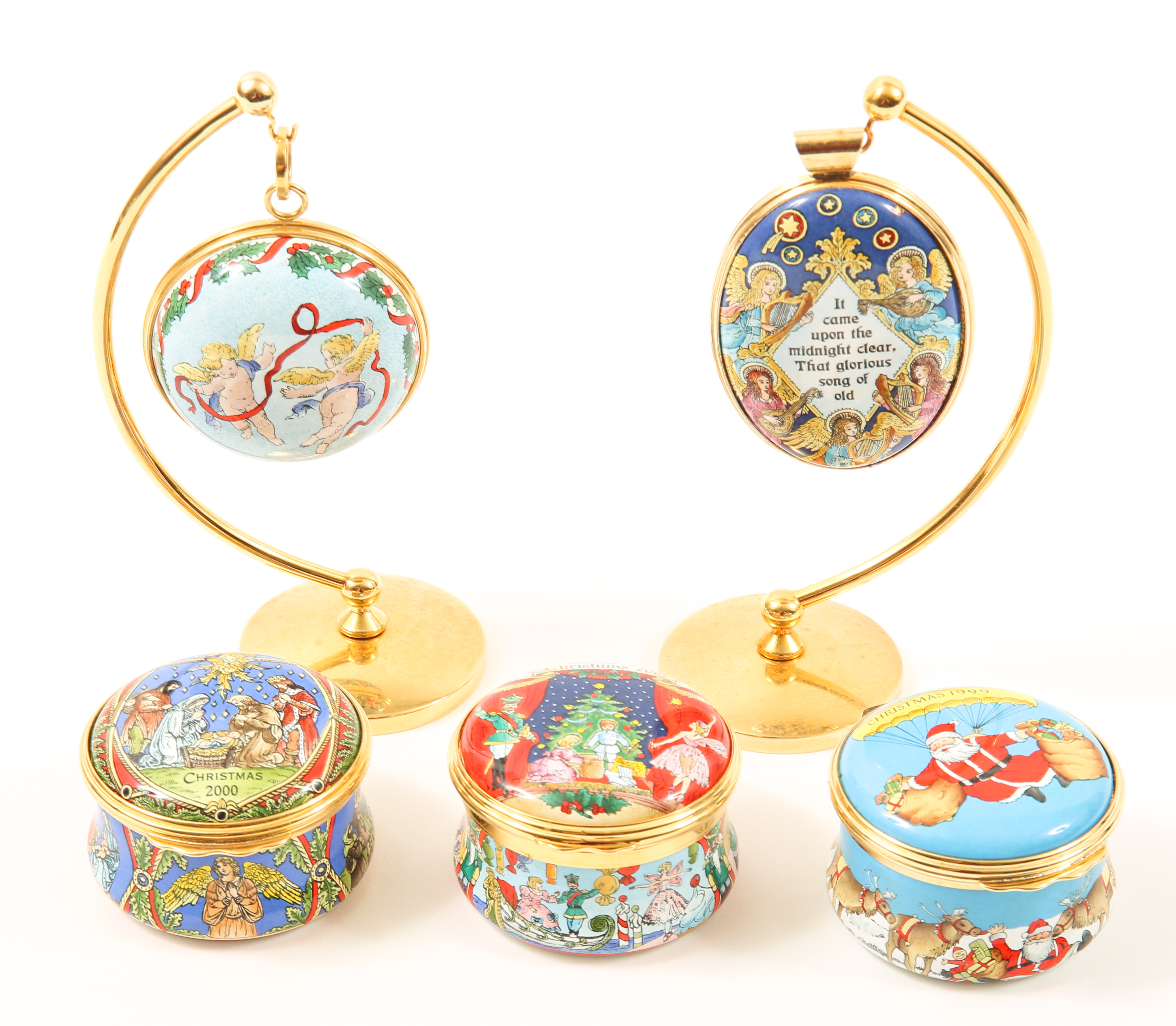 Lot Detail - HALCYON DAYS ENAMELS CHRISTMAS ORNAMENTS & BOXES