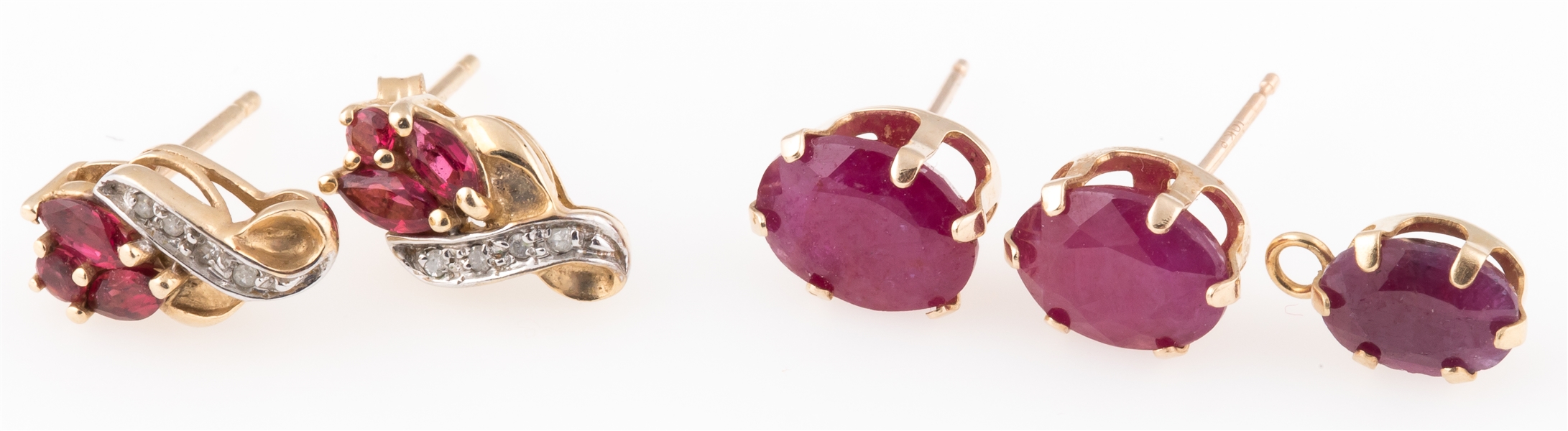 10K GOLD EARRINGS WITH GARNET AND RUBY