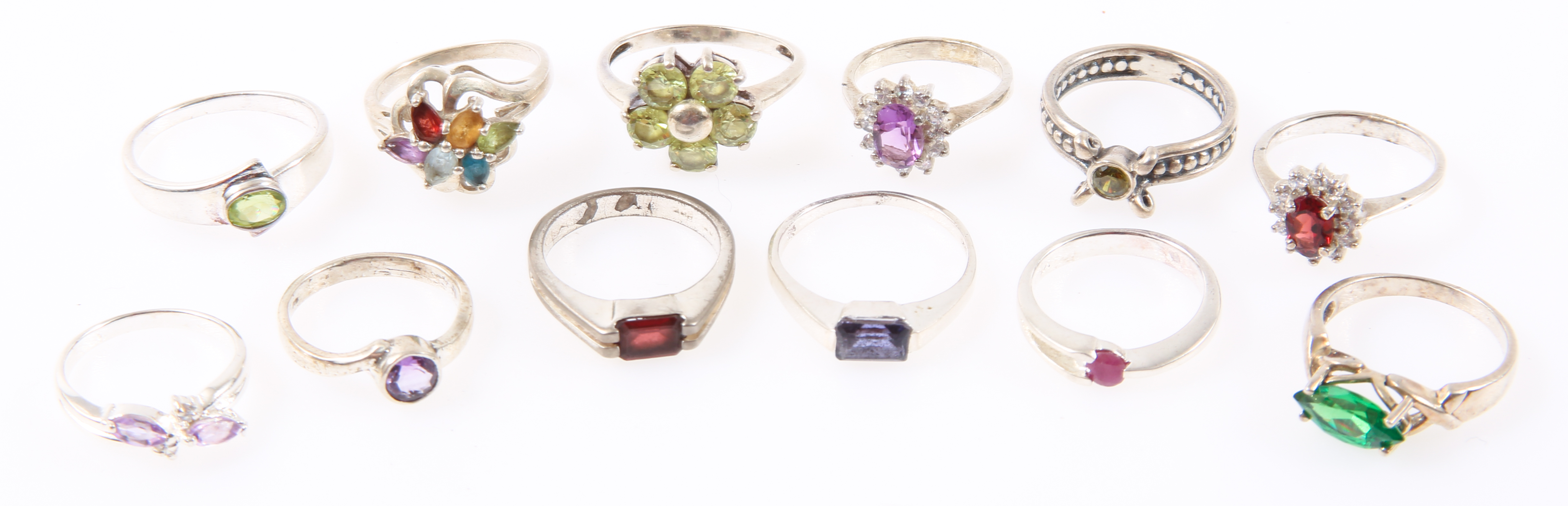 Lot Detail - STERLING SILVER GEMSTONE RINGS - LOT OF 10